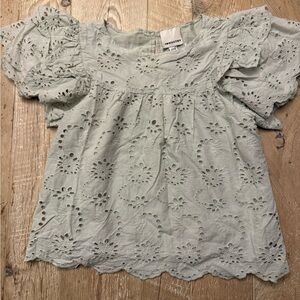 Industry soft short sleeve top light green eyelet size XS NWOT